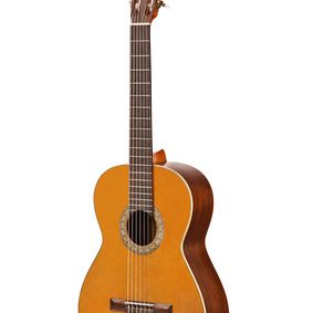 Classical acoustic guitar isolated on white background