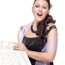 Opera Singer in her Stage Dress - Isolated on White